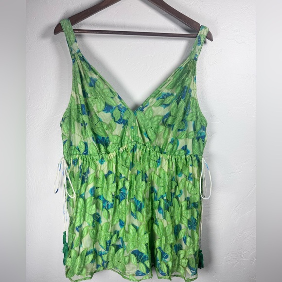 Lane Bryant Tops - Lane Bryant Green Blue Leaf Print Camisole